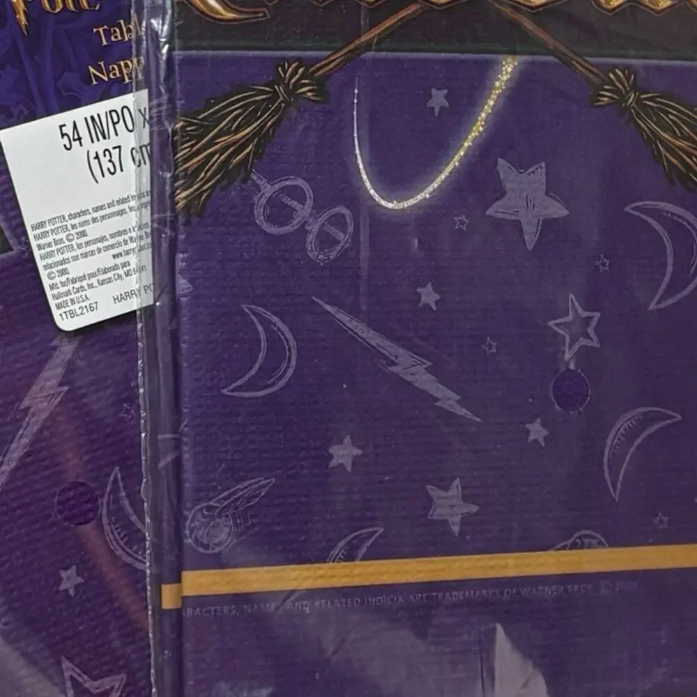 (2) - VTG 2000s Harry Potter Sorcerers Stone Plastic Table Cover Party Supplies